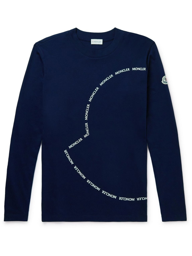 Photo: Moncler - Logo-Print Cotton-Jersey T-Shirt - Blue