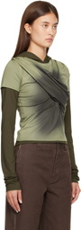 Andersson Bell Khaki Gathered Jersey Hoodie & T-shirt Set