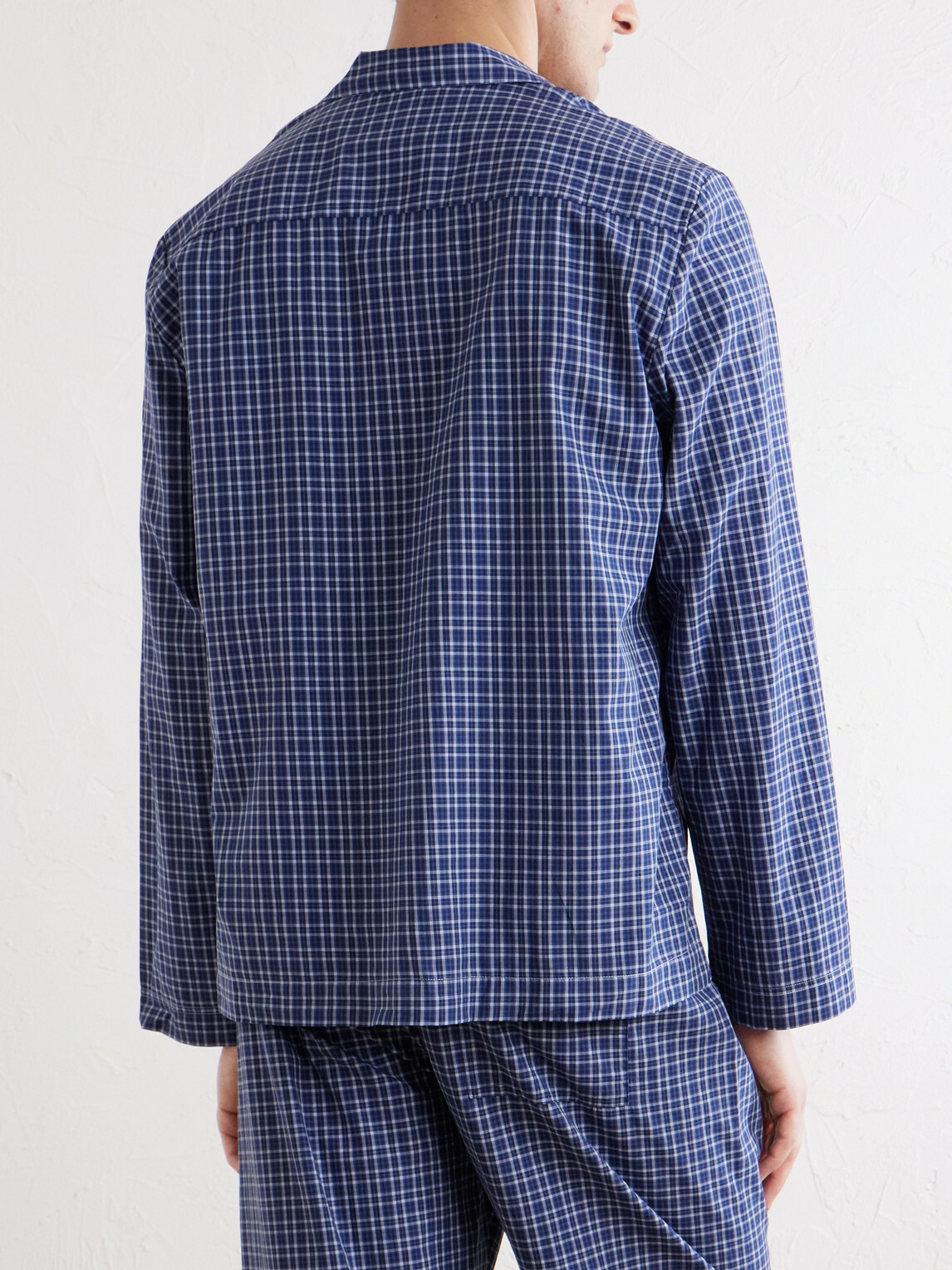 TEKLA - Camp-Collar Checked Organic Cotton Pyjama Shirt - Blue