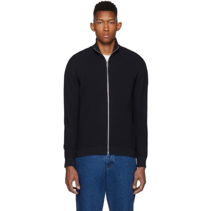 Photo: PS by Paul Smith Navy Knit Zip-Up Sweater