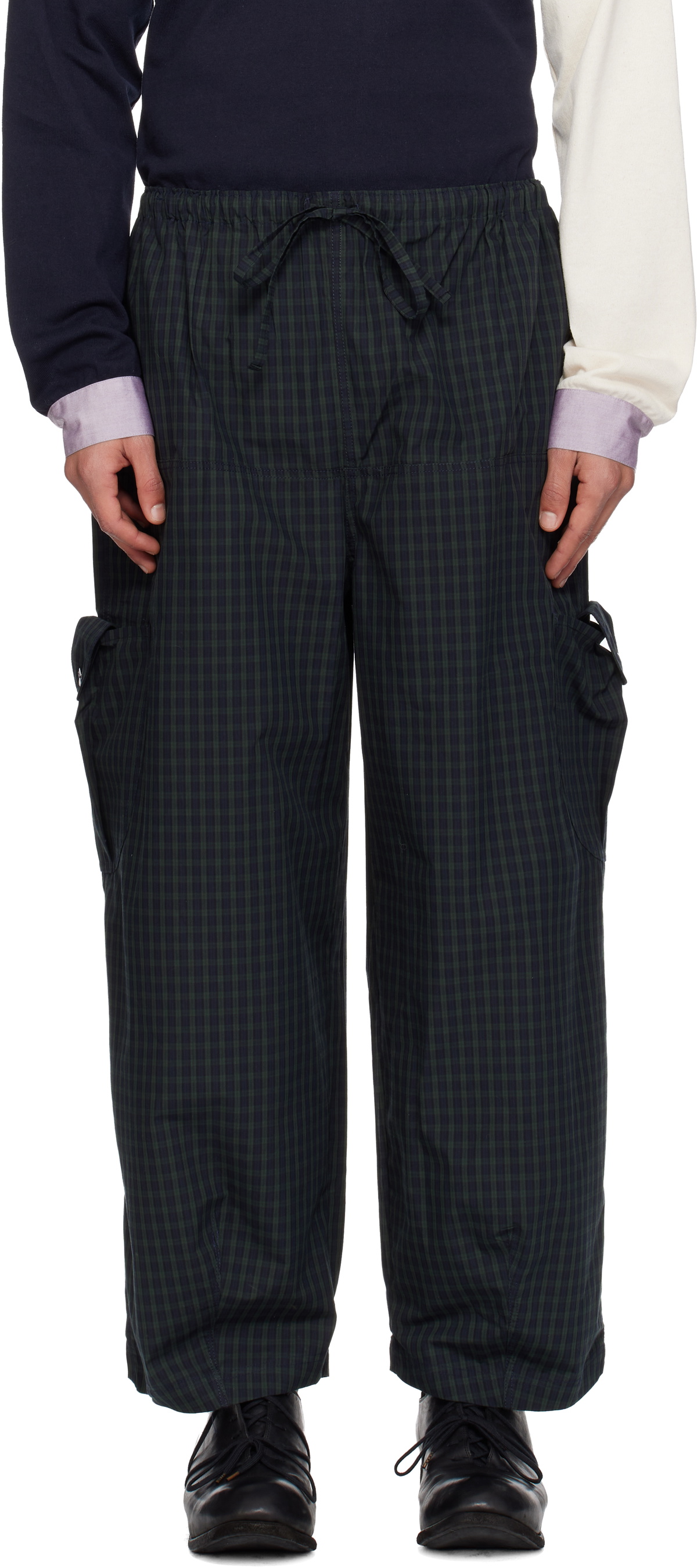 SC103 Navy & Green Margin Cargo Pants