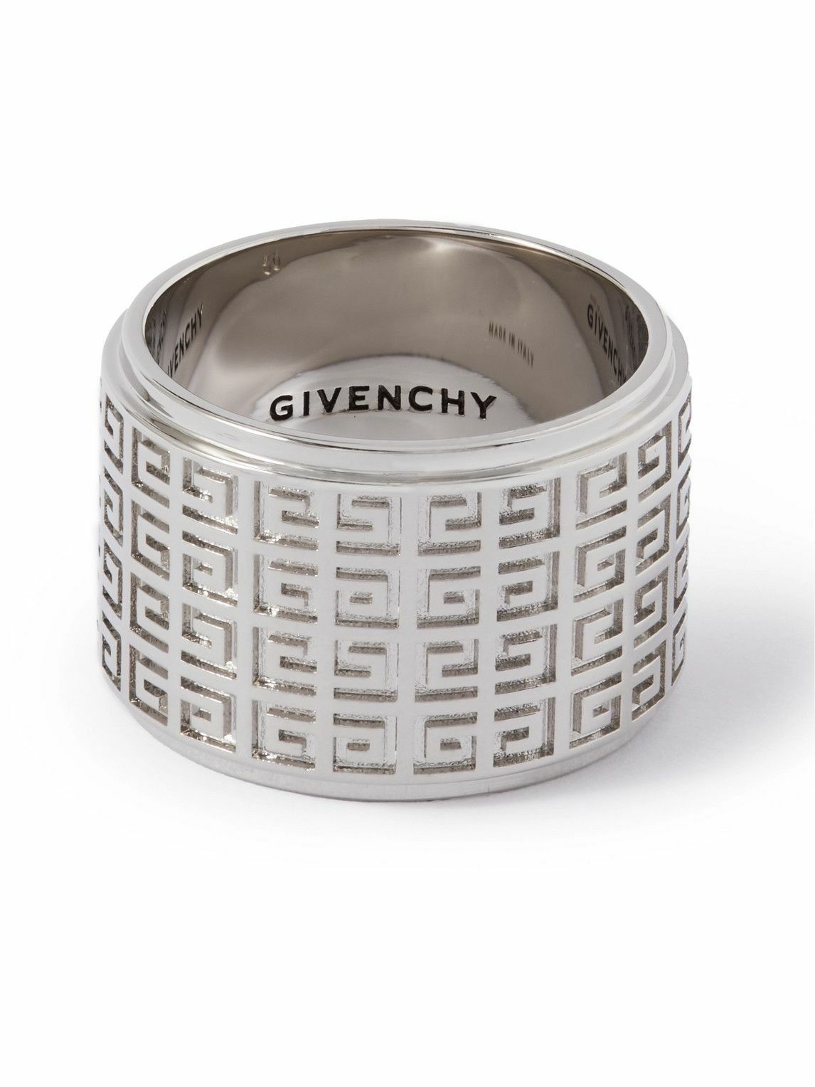 Photo: Givenchy - Logo-Engraved Silver-Tone Ring - Silver