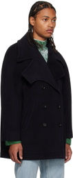 LOW CLASSIC Navy Wide Collar Peacoat