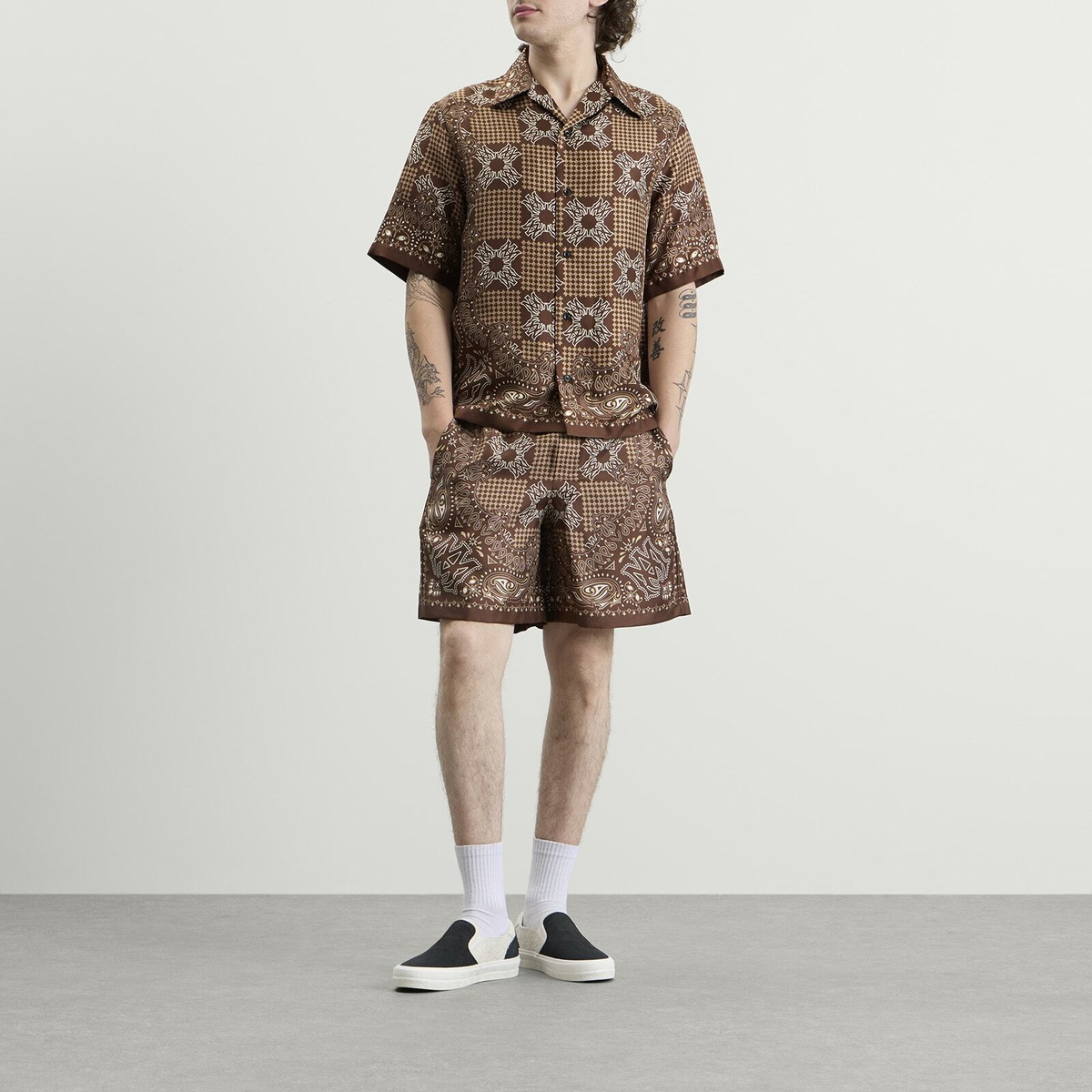 Amiri Men's MA Check Camp Shirt in Tobacco