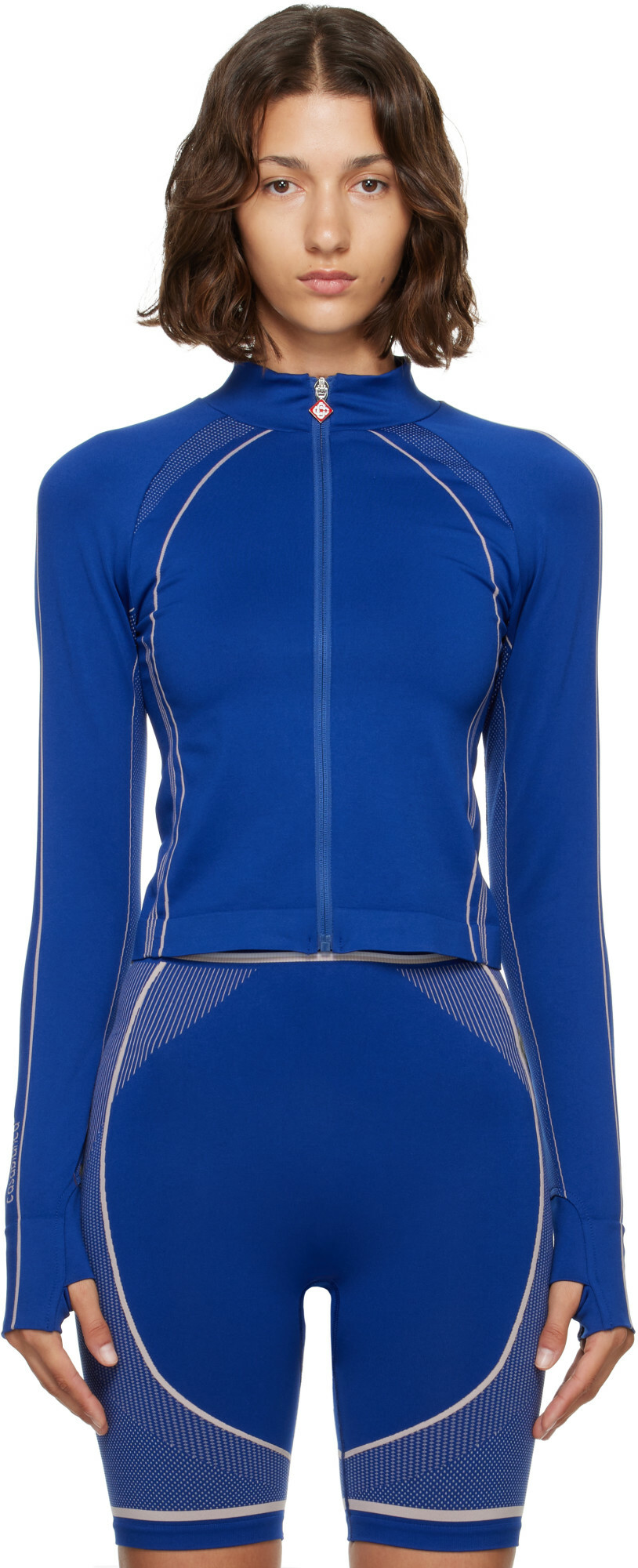 Casablanca Navy Seamless Zip‑Up Track Jacket