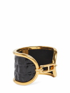 TOM FORD Embossed Leather & Brass Cuff Bracelet