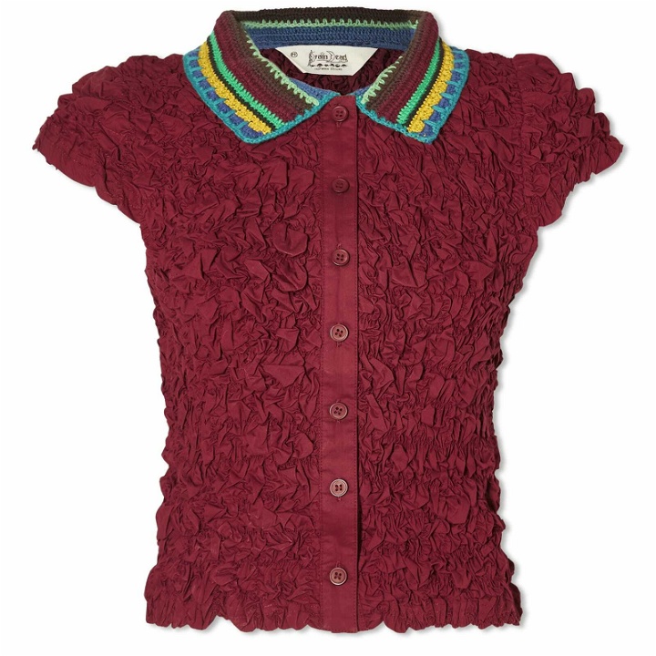 Photo: Brain Dead Women's Crochet Collar Kass Shirt in Plum