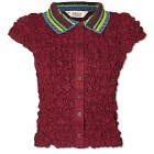 Brain Dead Women's Crochet Collar Kass Shirt in Plum
