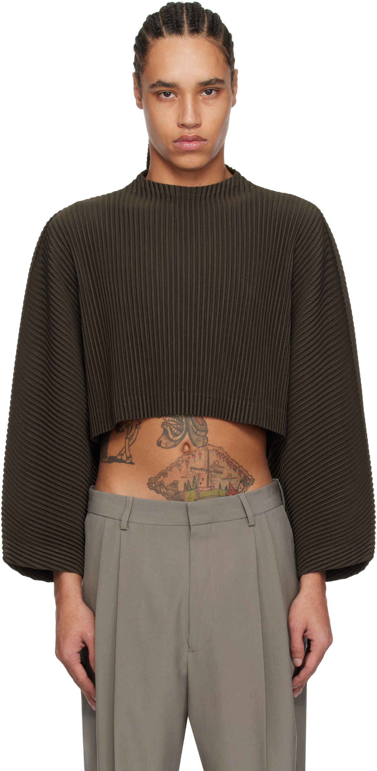 HOMME PLISSÉ ISSEY MIYAKE Brown Turbine T-shirt Homme Plisse