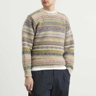 Jamieson's of Shetland Men's Jamiesons of Shetland Fair Isle Crew Knit in White/Green &Pink
