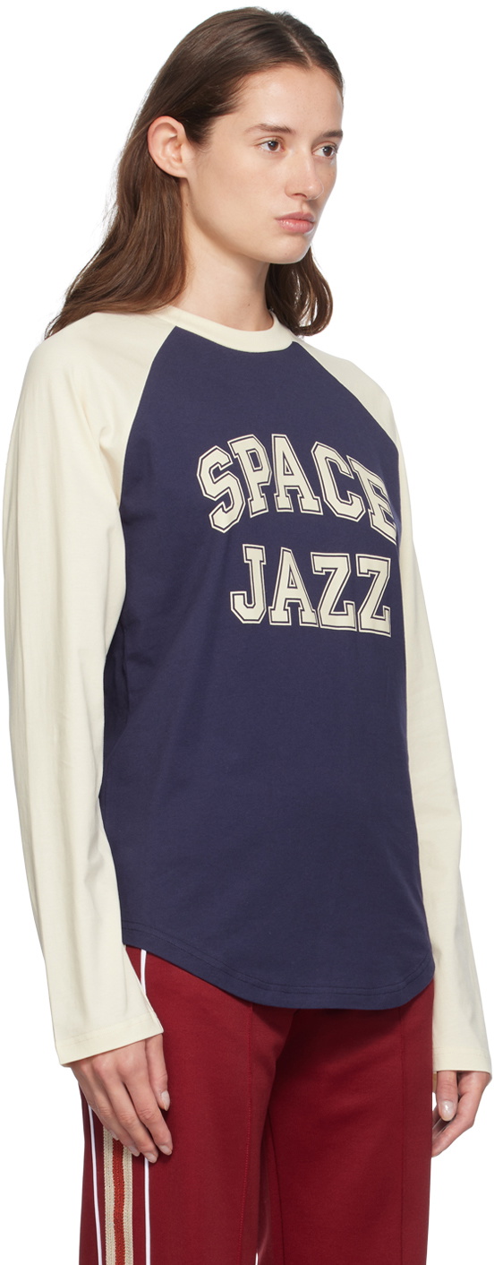 Wales Bonner Navy & Off-White 'Space' Long Sleeve T-Shirt