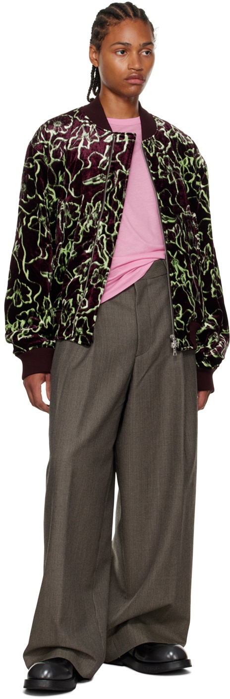 Dries Van Noten Purple & Green Printed Bomber Jacket Dries Van Noten