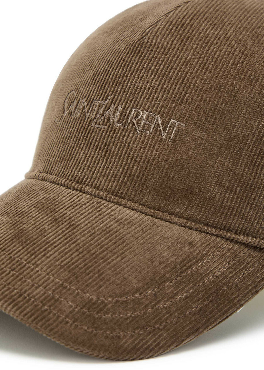 Saint Laurent Logo-embroidered Corduroy cap Khaki Saint Laurent