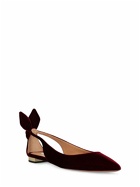 AQUAZZURA - 10mm Bow Tie Velvet Flat Shoes