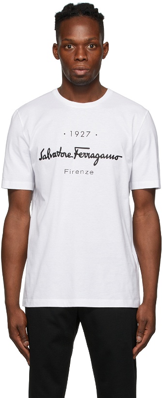 Photo: Salvatore Ferragamo White 1927 Logo T-Shirt
