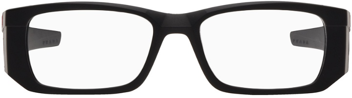 Photo: Prada Eyewear Black Prada Sport Linea Rossa Rectangular Glasses