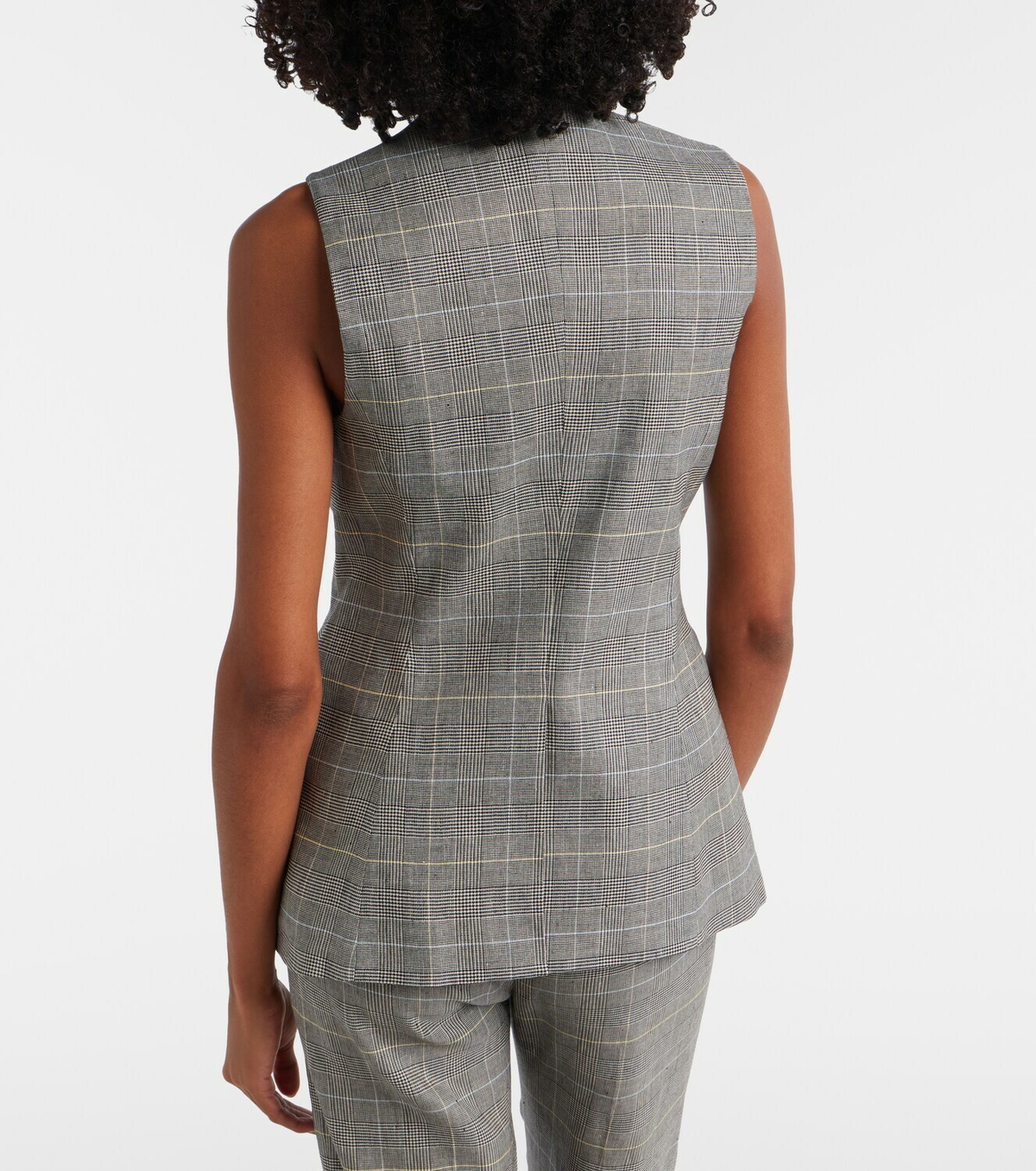 Veronica Beard Lois checked linen-blend vest