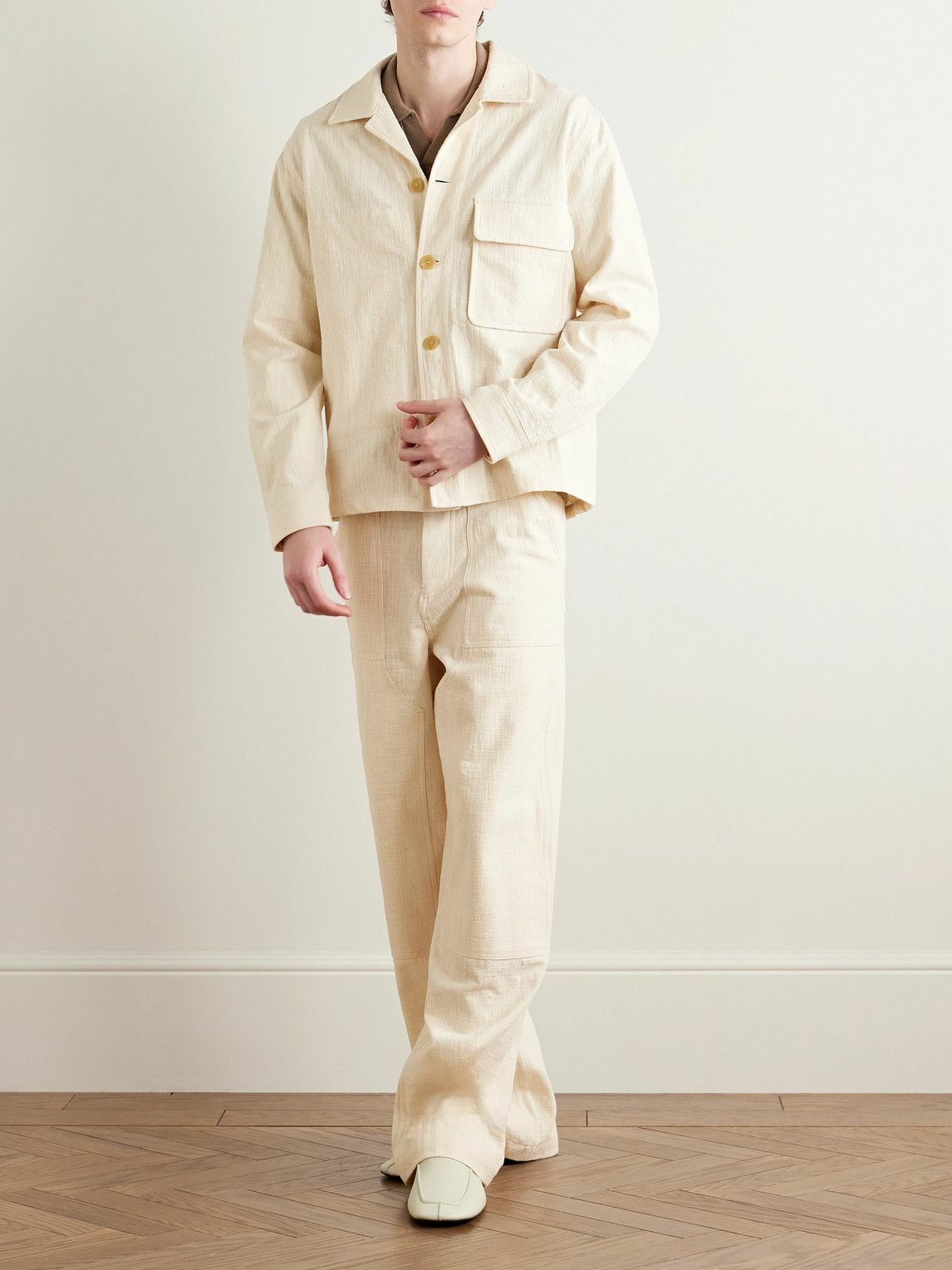 MILES LEON - Garden Slub Cotton-Canvas Shirt Jacket - Neutrals