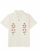 Kardo - Chintan Convertible-Collar Embroidered Cotton Shirt - White