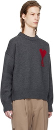 AMI Paris Gray Ami de Cœur Sweater