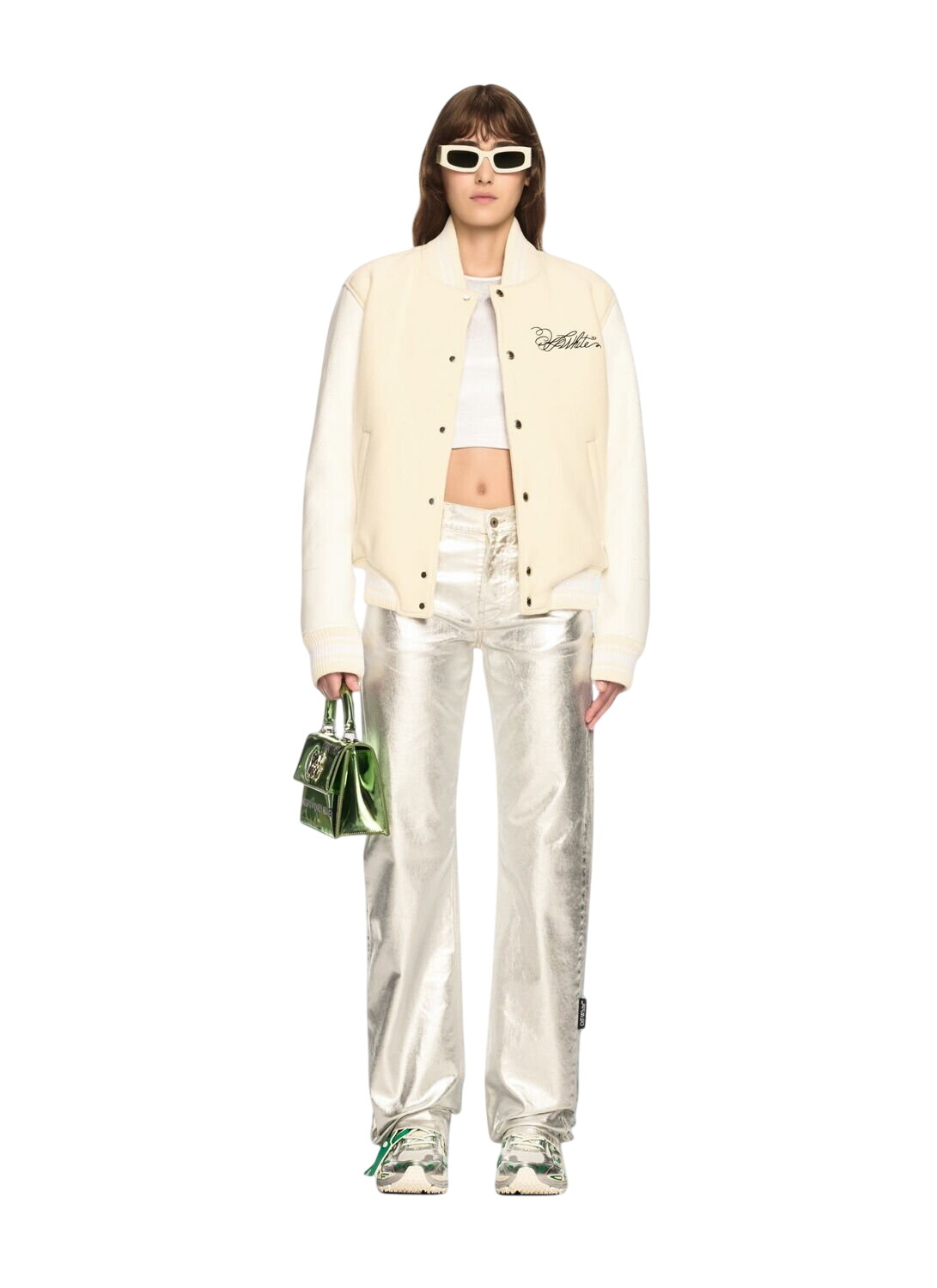 OFF WHITE Rose Valley Varsity Jacket Off-White