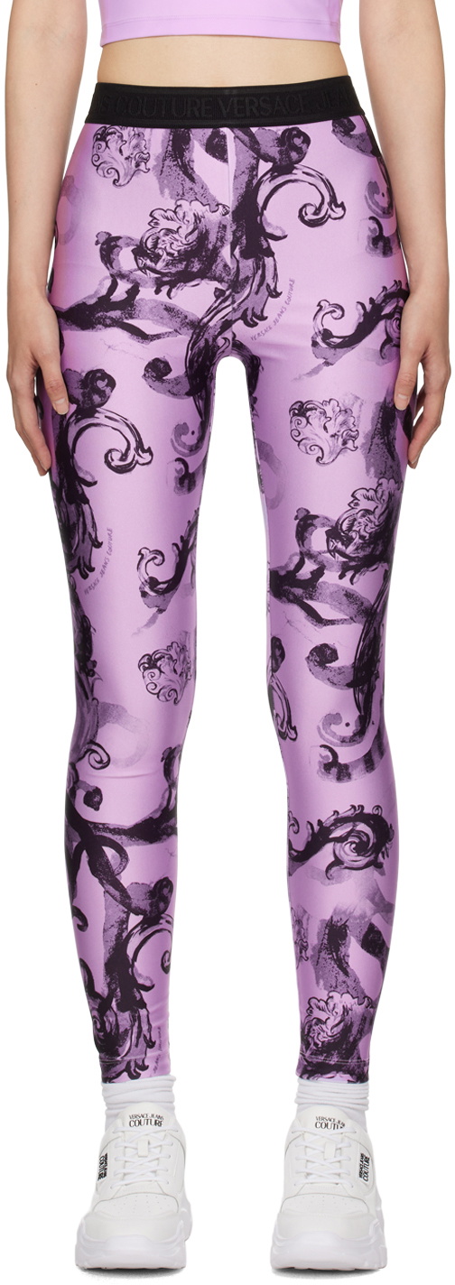 Versace Jeans Couture Purple Printed Leggings Versace