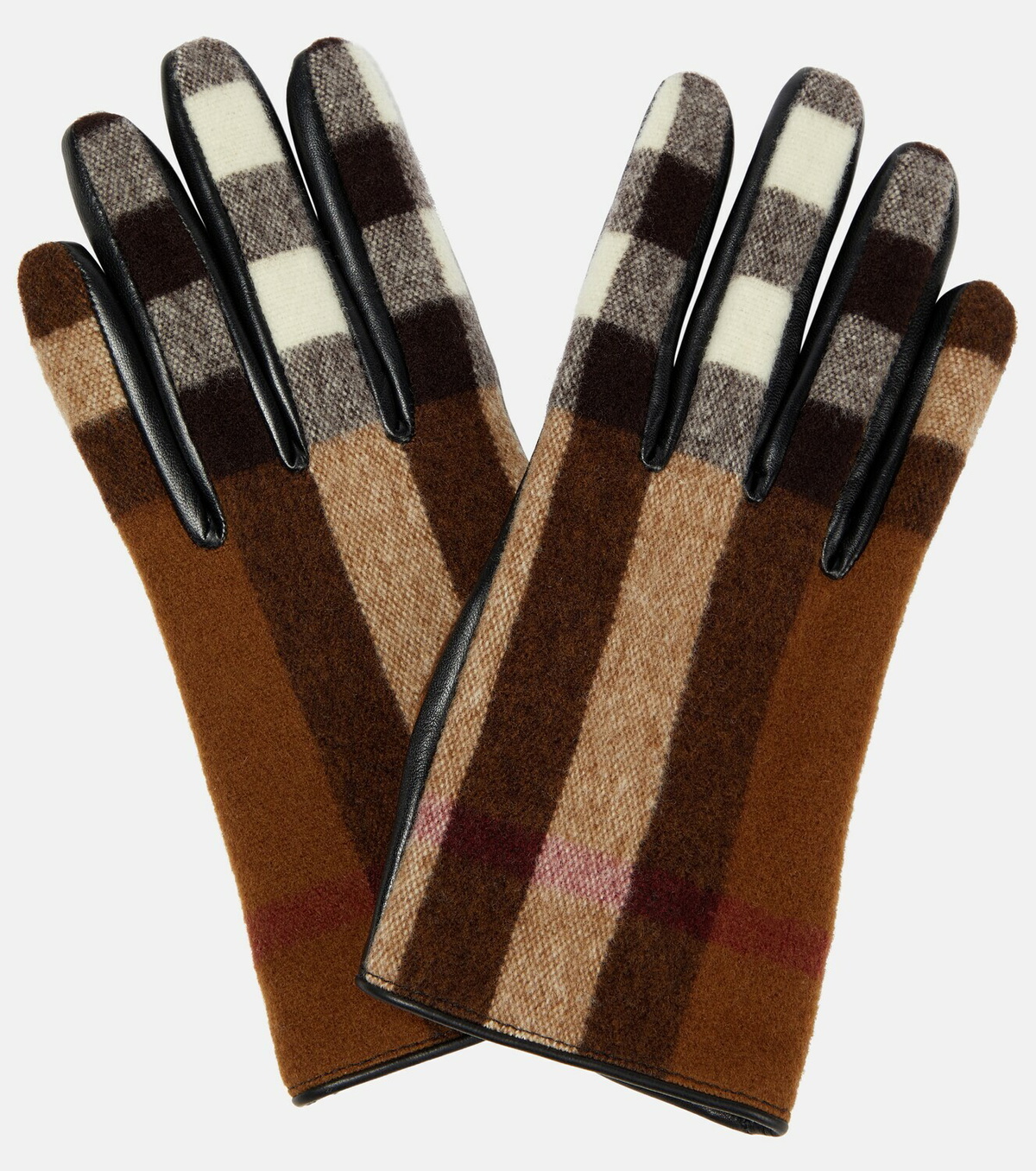 Burberry - Checked paneled wool gloves