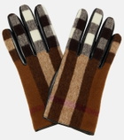 Burberry - Checked paneled wool gloves