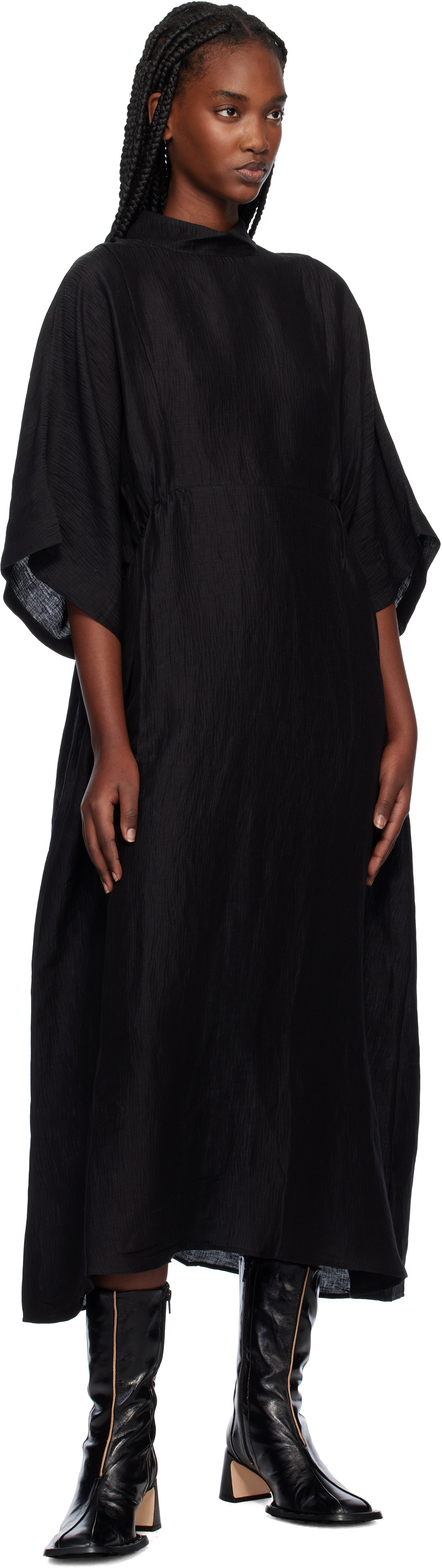 Henrik Vibskov Black Linen Blend Very Turtle Midi Dress