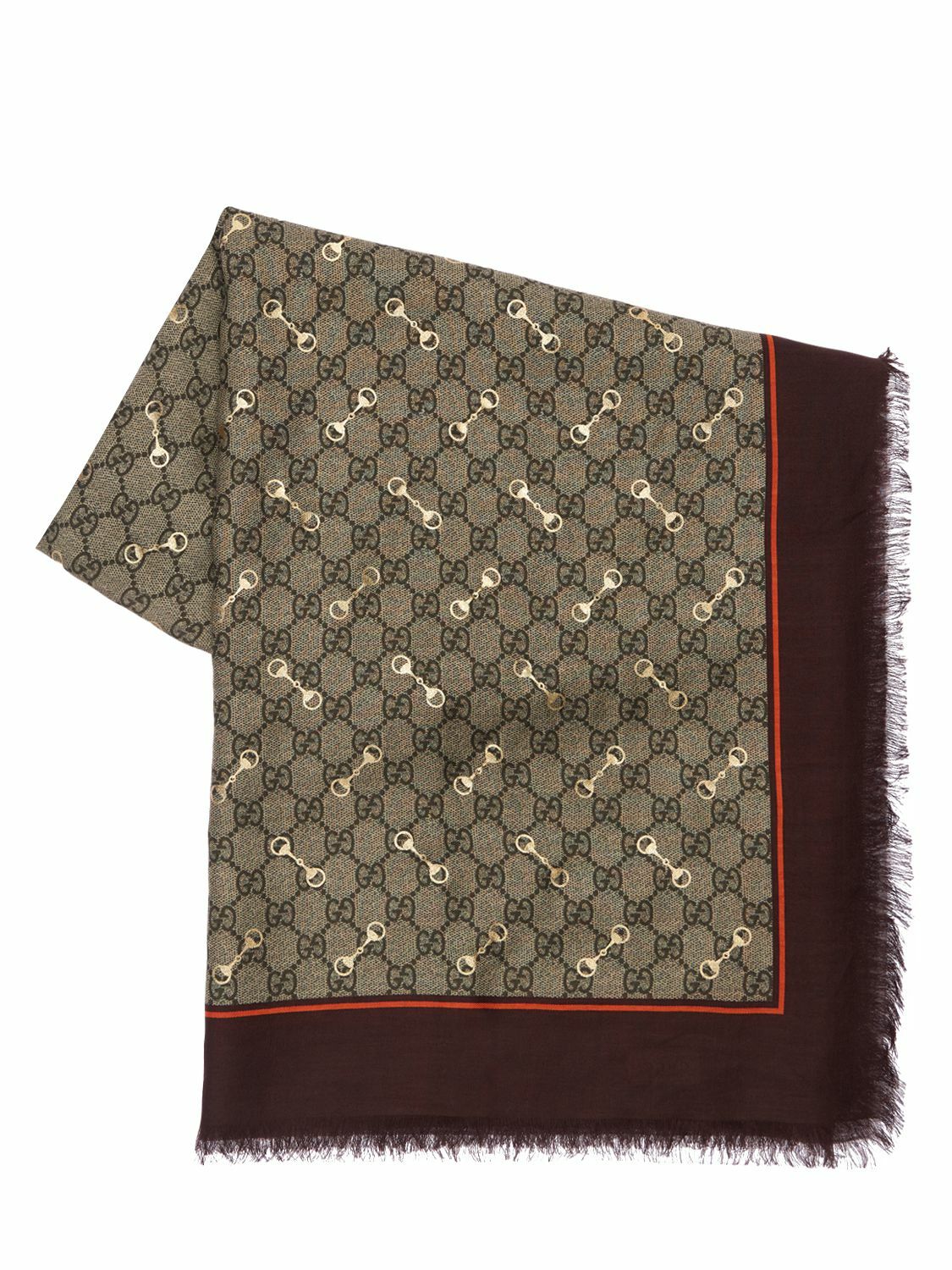 GUCCI - Gg Print Modal & Silk Shawl W/ Horsebit Gucci