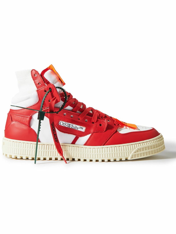 Photo: Off-White - 3.0 Off-Court Leather and Canvas High-Top Sneakers - Red