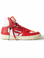 Off-White - 3.0 Off-Court Leather and Canvas High-Top Sneakers - Red