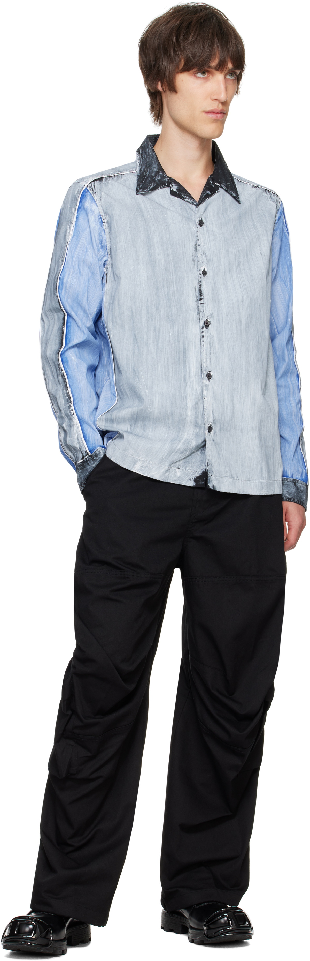 Diesel Gray & Blue S-Creed-Block Shirt Diesel