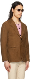 Ernest W. Baker Brown Buttoned Leather Blazer