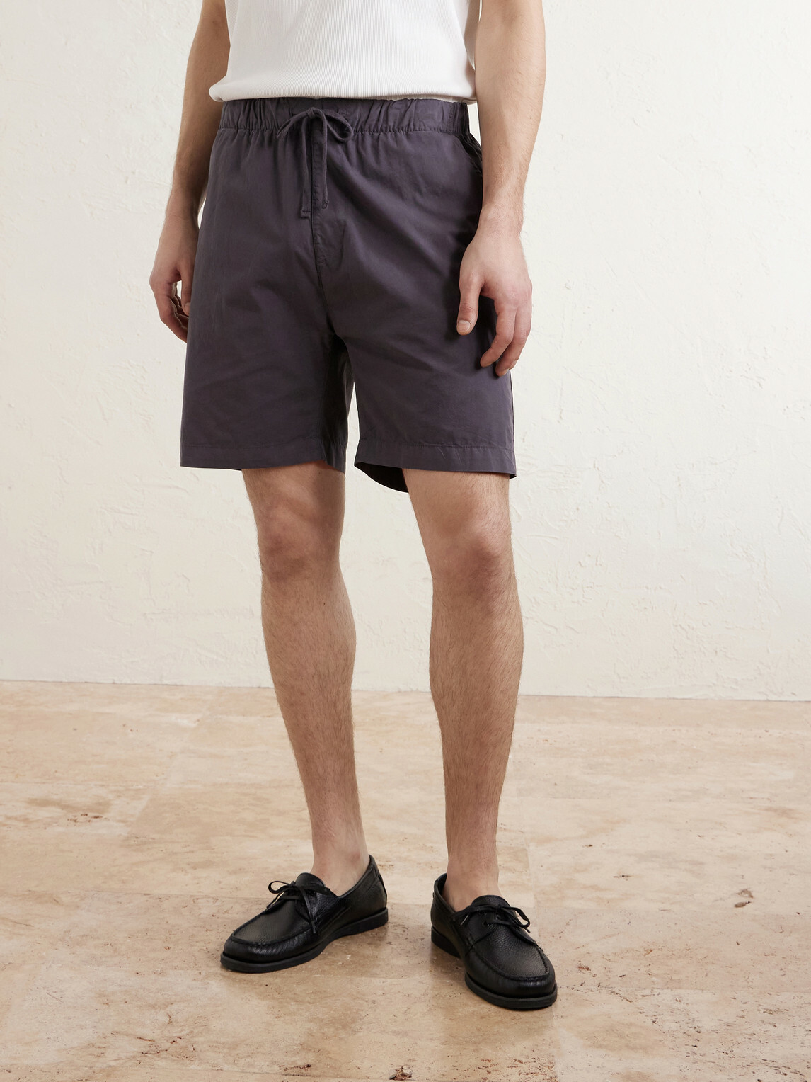 Hartford - Joggy Straight-Leg Cotton Drawstring Shorts - Blue