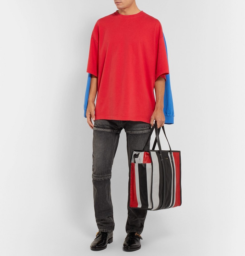 Balenciaga - Oversized Layered Two-Tone Cotton-Jersey T-Shirt - Red  Balenciaga