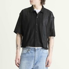 BEAMS Men's Mesh Open Collar Shirt in Black