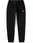 KENZO - Tapered Logo-Embroidered Appliquéd Cotton-Jersey Sweatpants - Black