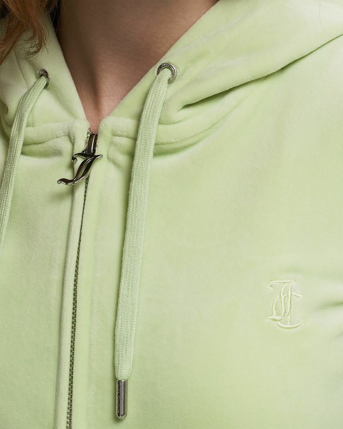 Juicy Couture Classic Velour Robertson Zip Hoodie Green Zippers
