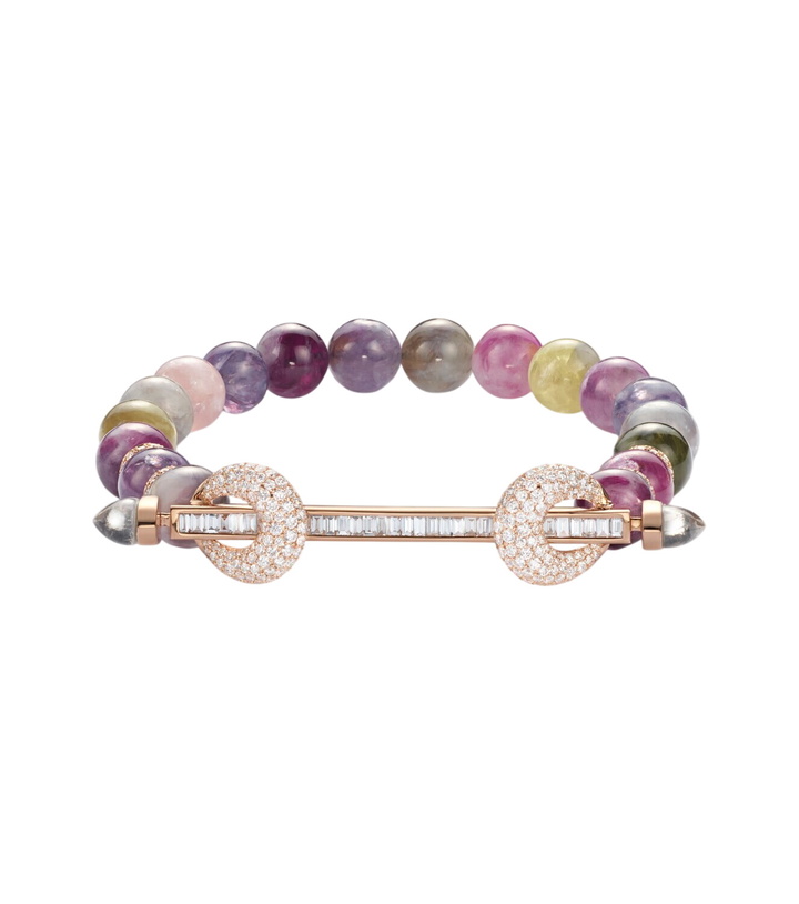 Photo: Ananya Chakra 18kt rose gold beaded bracelet with gemstones