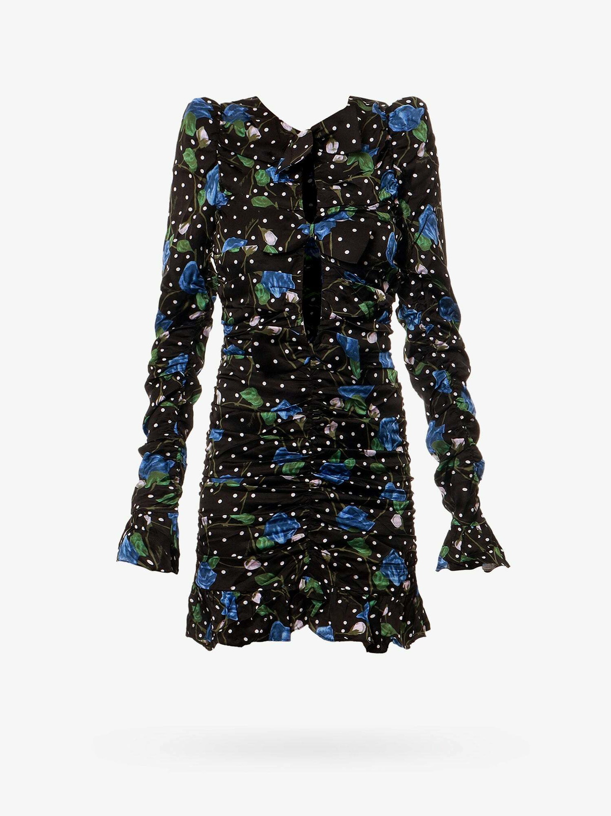 black rotate dress Rotate Birger Christensen Black Midi Dress With Puff Sleeves|114668100100