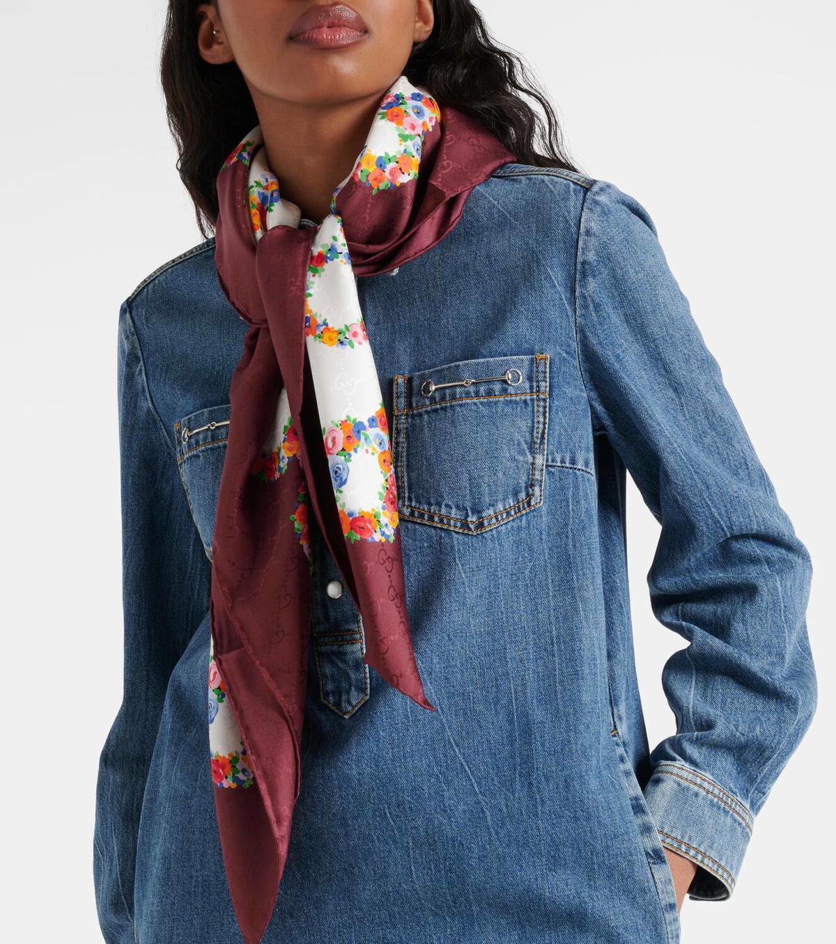 Gucci Gucci Interlocking G Floral silk scarf Gucci