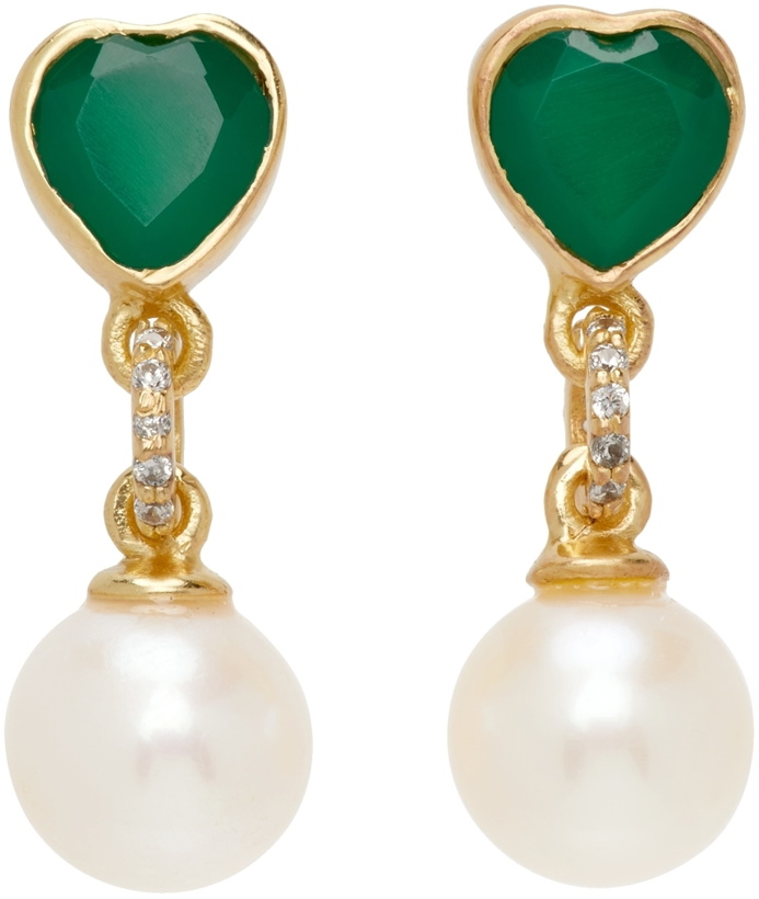 Photo: VEERT Gold Freshwater Pearl Onyx Earrings
