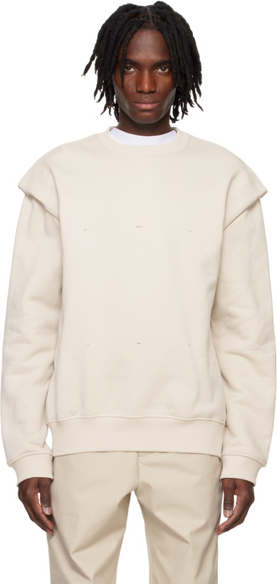 Photo: HELIOT EMIL Beige Outline Logo Sweatshirt