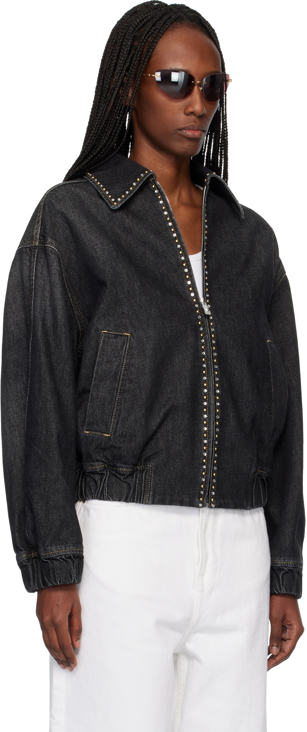 Versace Black Embellished Denim Jacket