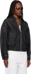 Versace Black Embellished Denim Jacket