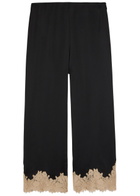 Rixo Marcela Lace-trim Wide-leg Satin Trousers Black