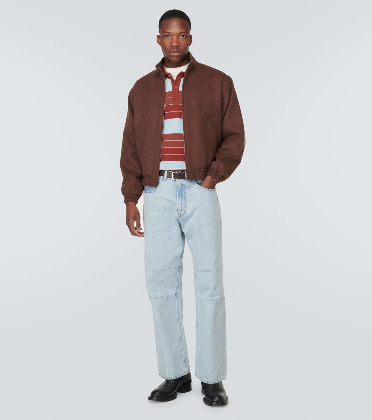 Acne Studios Striped cotton polo top