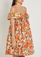 Chloe Floral-print Cotton Mini Dress Orange
