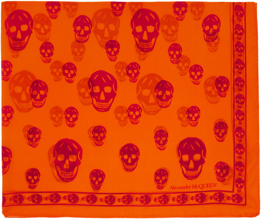 Alexander McQueen Orange Skull Scarf Alexander McQueen